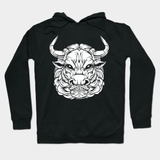 Bull - Trendy Line-Art Cattle Cool Cow Hoodie